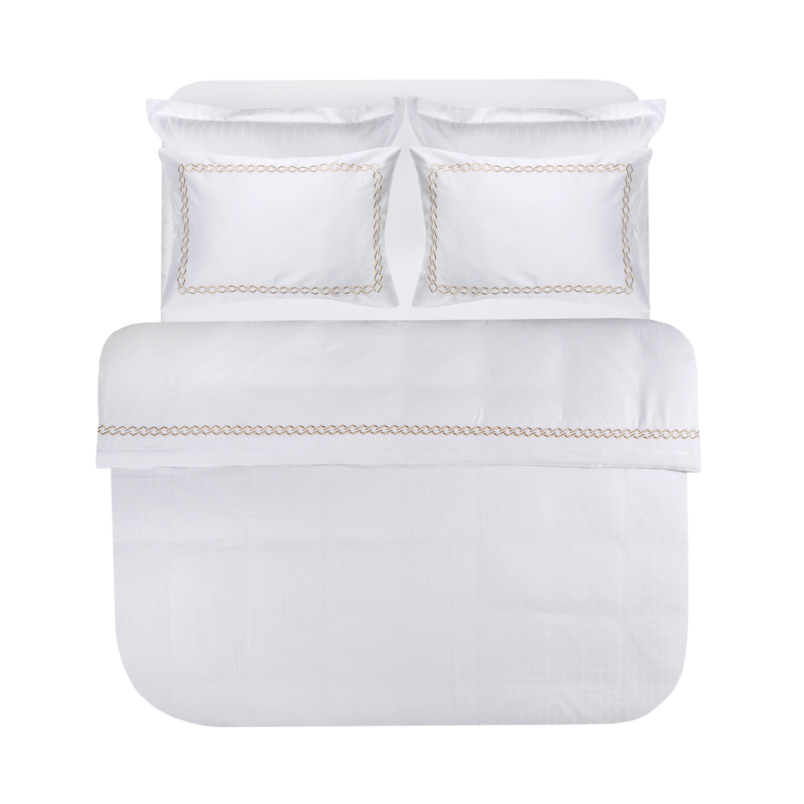 Постельное белье Dantela Vita сатин с вышивкой - Nuans beyaz белый евро