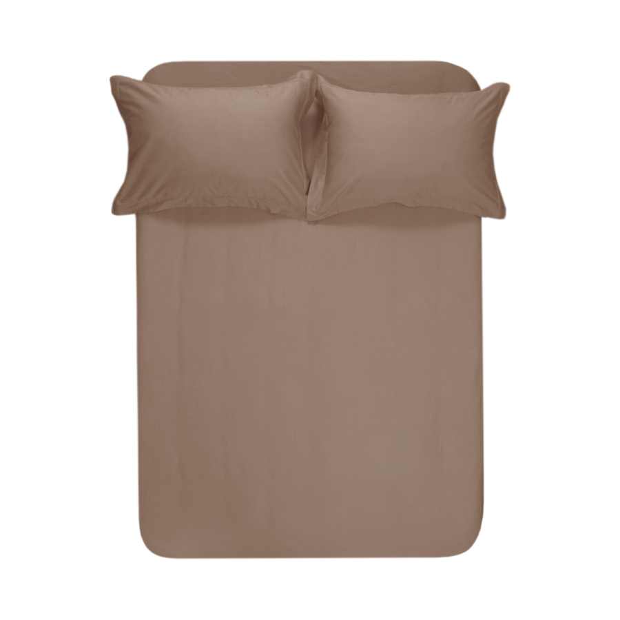 Простынь на резинке с наволочками сатин Lotus Home - Dakota Modern кофе 160*200+50*70 (2)