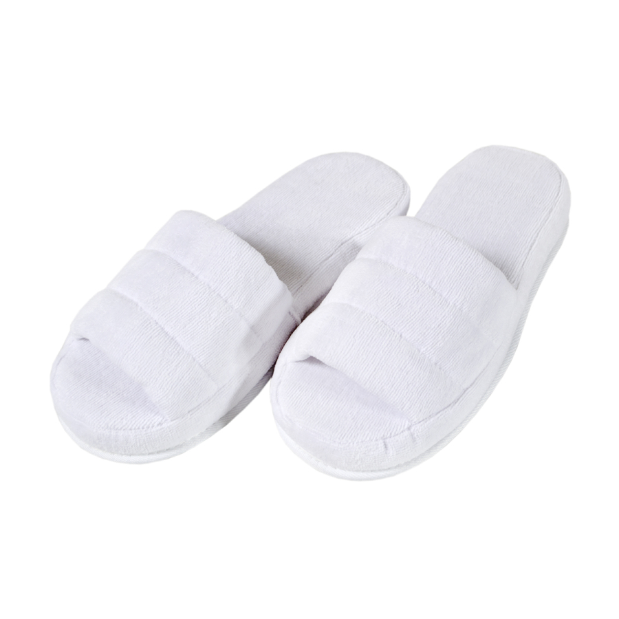 Тапочки велюровые Lotus - White открытый носок