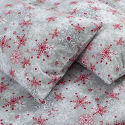 Постельное белье Lotus Home Фланель - Snowflake серый/красный евро, , 4