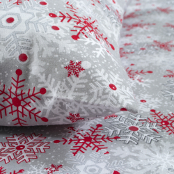 Постельное белье Lotus Home Фланель - Snowflake серый/красный евро, , 5