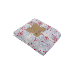 Постельное белье Lotus Home Фланель - Snowflake серый/красный евро, , 7