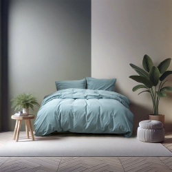 Постельное белье Lotus Home Washed cotton - Kansas голубой евро, , 3