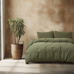 Постельное белье Lotus Home Washed cotton - Kansas зеленый евро, , 3