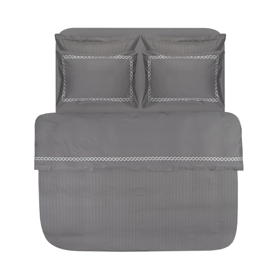 Постельное белье Dantela Vita сатин с вышивкой - Nuans gri серый семейный