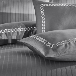 Постельное белье Dantela Vita сатин с вышивкой - Nuans gri серый семейный, , 5