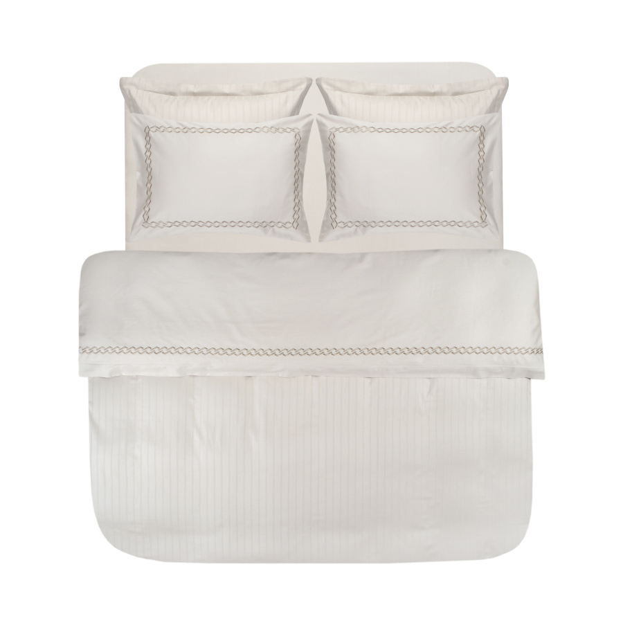 Постельное белье Dantela Vita сатин с вышивкой - Nuans bej бежевый семейный