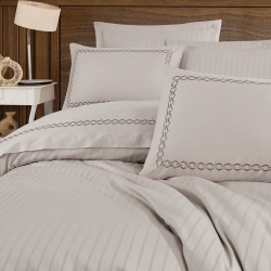 Постільна білизна Dantela Vita сатин з вишивкою - Nuans bej бежевий сімейний, , 4