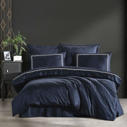 Постільна білизна Dantela Vita сатин з вишивкою - Imge lacivert синій сімейний, , 3