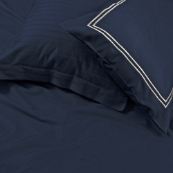 Постільна білизна Dantela Vita сатин з вишивкою - Imge lacivert синій сімейний, , 6