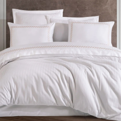 Постільна білизна Dantela Vita сатин з вишивкою - Nuans beyaz білий сімейний, , 3