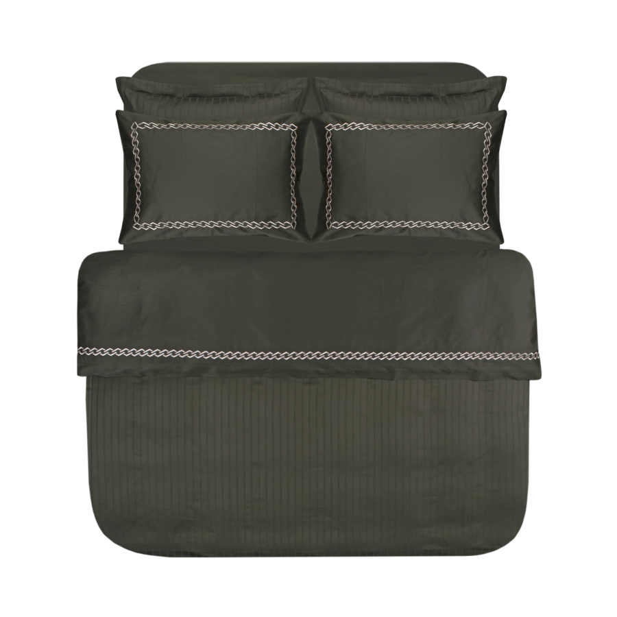 Постельное белье Dantela Vita сатин с вышивкой - Nuans haki хаки семейный