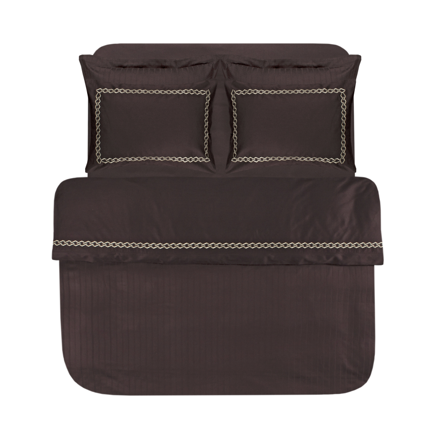 Постільна білизна Dantela Vita сатин з вишивкою - Nuans kahve коричневий сімейний