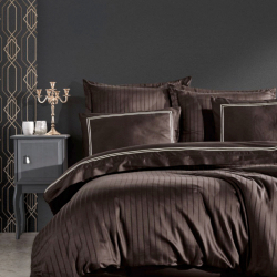 Постельное белье Dantela Vita сатин с вышивкой - Imge kahve коричневый семейный, , 3