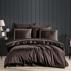 Постельное белье Dantela Vita сатин с вышивкой - Nuans kahve коричневый семейный, , 3