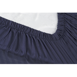 Простынь Lotus Отель - Сатин Страйп 1*1 темно-синий Турция 160*200*35 на резинке, , 3