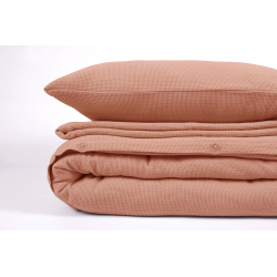 Постельное белье вафельное Barine - Waffle shrimp лососевый евро, , 5