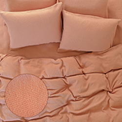 Постельное белье вафельное Barine - Waffle shrimp лососевый евро, , 6