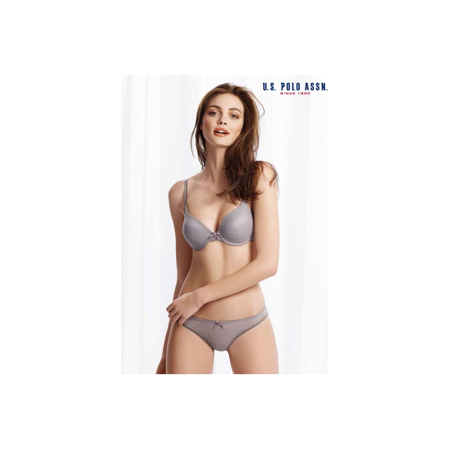 Нижнее белье U.S. Polo Assn - Бюстгалтер + минибикини 60009 серый 85В-40р.