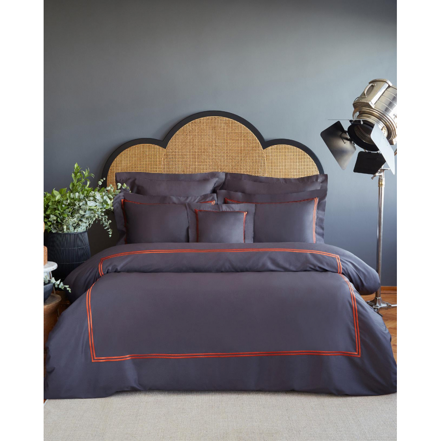 Постельное белье MieCasa сатин - Milano antrasit-turuncu антрацит-оранжевый king size