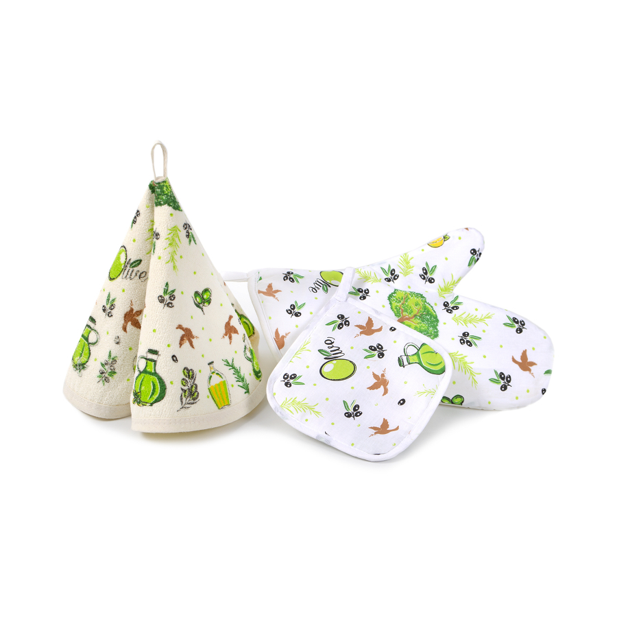 Кухонный набор Lotus Daily - Olive рукавица+прихватка+полотенце