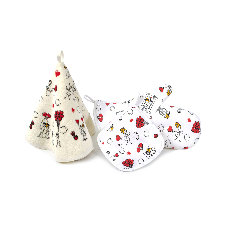 Кухонный набор Lotus Daily - Love is рукавица+прихватка+полотенце