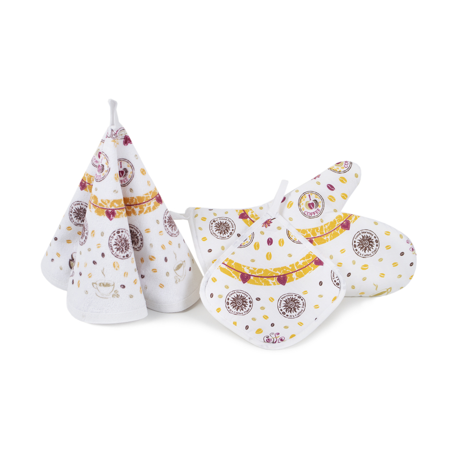 Кухонный набор Lotus Daily - Coffee time рукавица+прихватка+полотенце