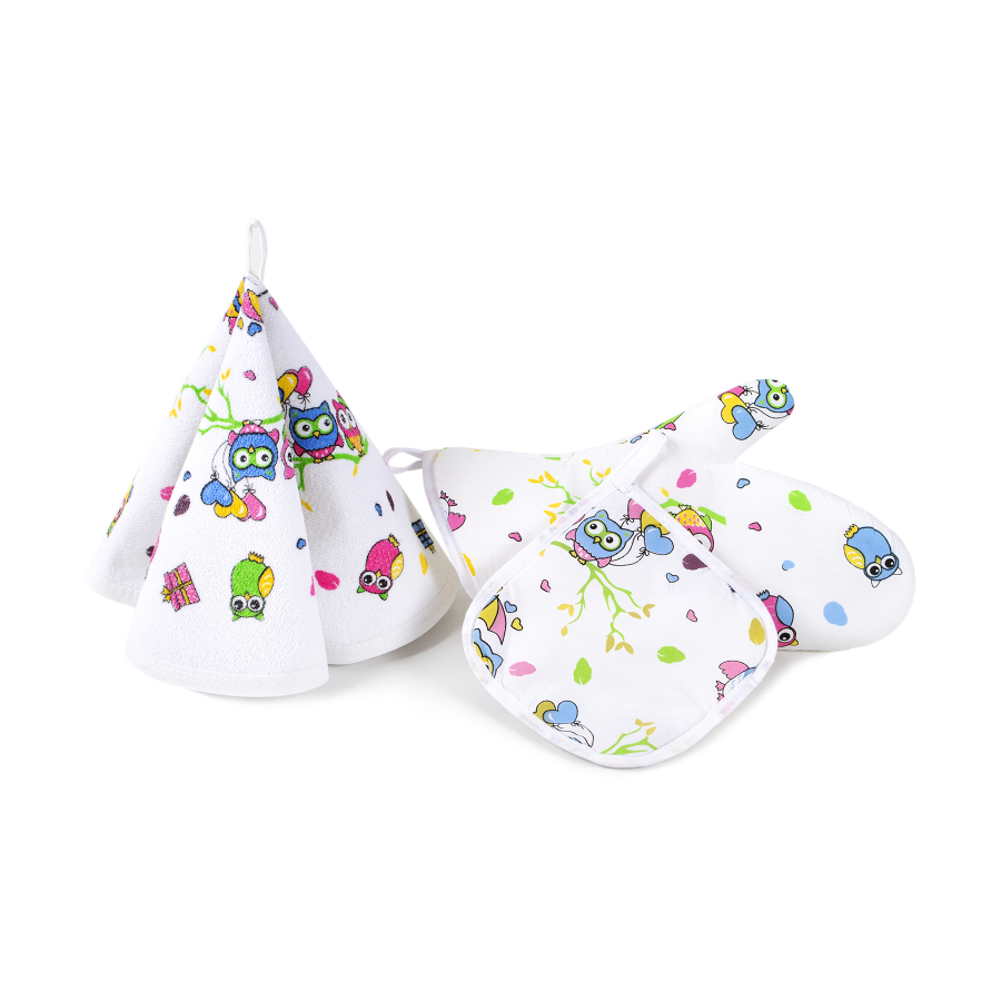 Кухонный набор Lotus Daily - Owls рукавица+прихватка+полотенце