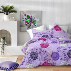 Постельное белье Iris Home Ranforce - Aster лиловый полуторный, , 2