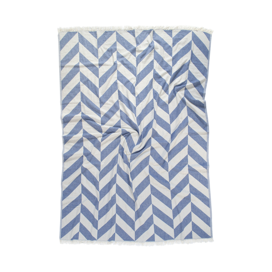 Плед-накидка Barine - Fishbone Denim синий 130*180