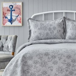 Покрывало с наволочками Nautica Home - Doris a.gri светло-серый 230*240, , 3