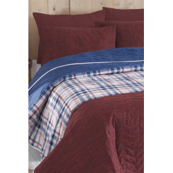Покрывало стеганное с наволочками Eponj Home - North bordo бордовый 200*220, , 3