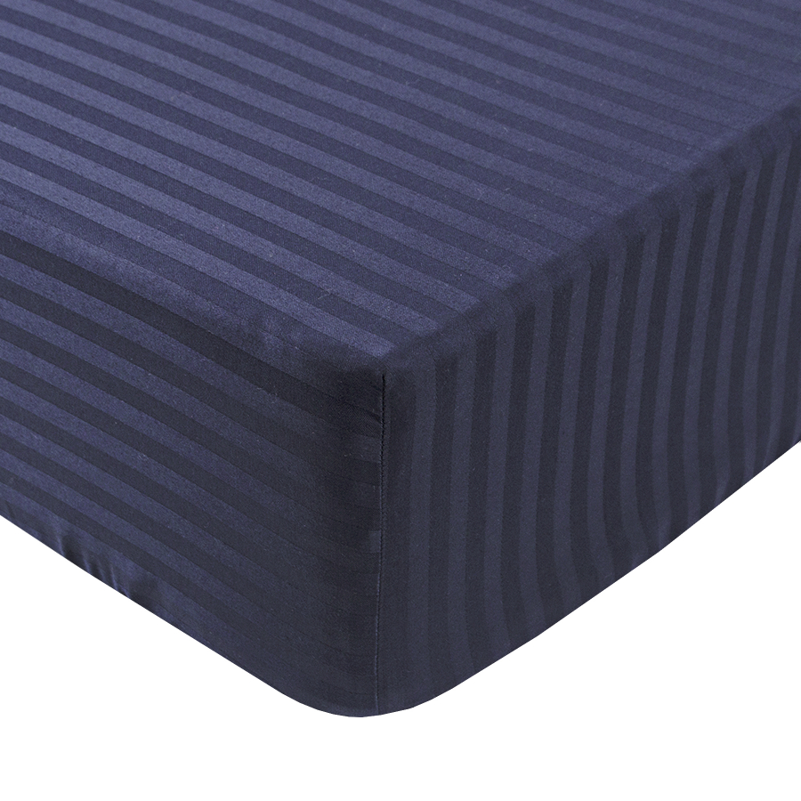 Простынь Iris Home Отель - Сатин Страйп 1*1 темно-синий 160*200*25 на резинке