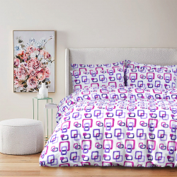 Постельное белье Iris Home Ranforce - Delta лиловый евро, , 2