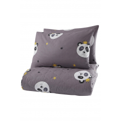 Покрывало стеганое с наволочками Enlora Home - Kral Panda Gri серый 240*225, , 3