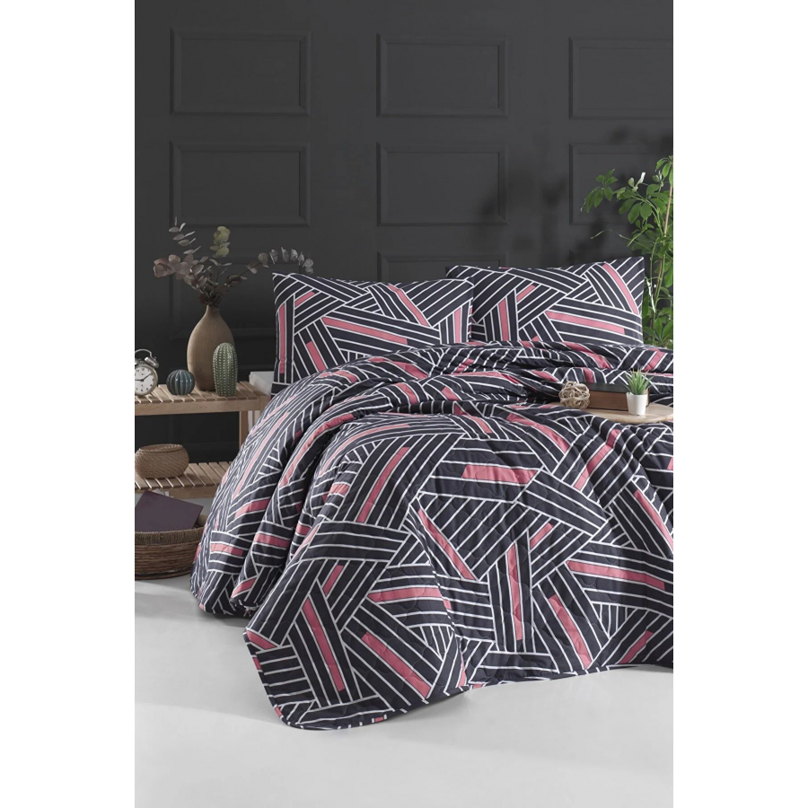 Покрывало стеганое с наволочками Enlora Home - Magnolia Antrasit антрацит 240*225