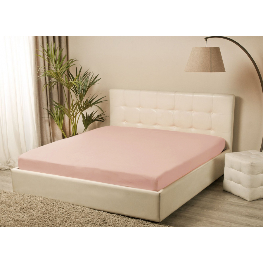 Простынь трикотажная на резинке Lotus - Персиковая 160*200+25