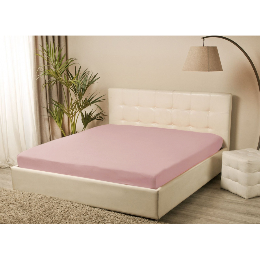 Простынь трикотажная на резинке Iris Home - Пудра 160*200+25