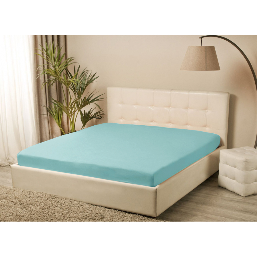 Простынь трикотажная на резинке Iris Home - Бирюзовый 160*200+25