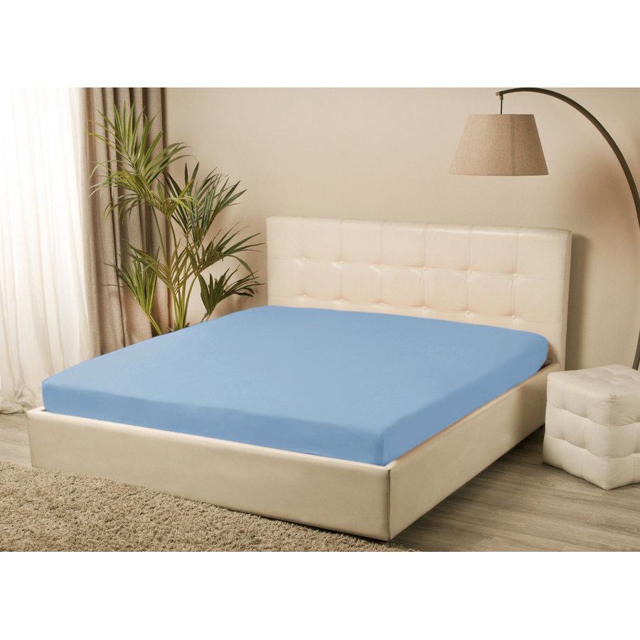 Простынь трикотажная на резинке Iris Home - Голубой 160*200+25