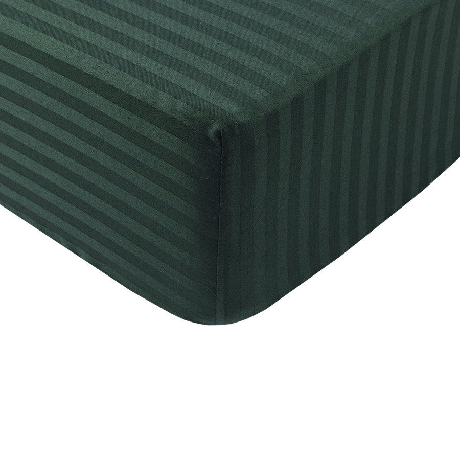 Простынь Iris Home Отель - Сатин Страйп 1*1 изумруд 160*200*25 на резинке