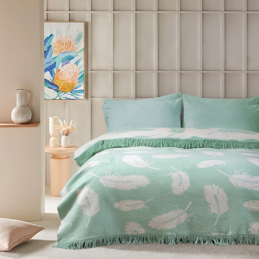 Плед Lotus - Desire mint хлопок 150*200