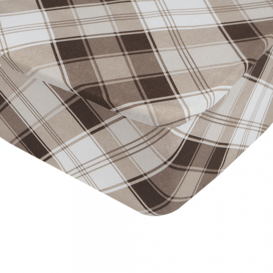 Простынь Iris Home ранфорс - Brok кофе 140*200+25 на резинке