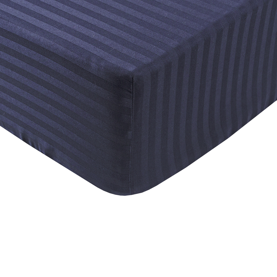 Простынь Iris Home Отель - Сатин Страйп 1*1 темно-синий 100*200*25 на резинке