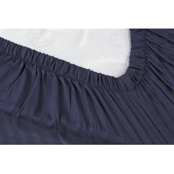 Простынь Iris Home Отель - Сатин Страйп 1*1 темно-синий 100*200*25 на резинке, , 3